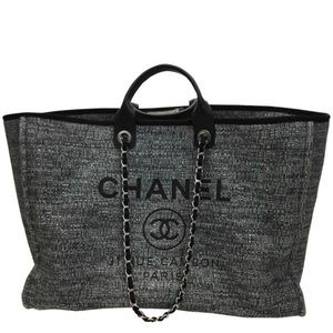 Chanel Deauville Gray and Black Canvas Tote